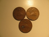 Foreign Coins: 1946, 1957 & 1965 Mexico 20 Centavos