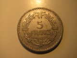 Foreign Coins: WWII 1945 France 5 Francs