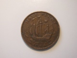 Foreign Coins: WWII 1944 Great Britain 1/2 Penny