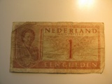 Foreign Currency: WWII 1943 Netherlands 1 Gulden