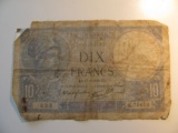 Foreign Currency: WWII 1939 France 10 Francs