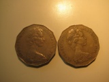 Foreign Coins:  1976 & 1982 Australia 50 cents big coins