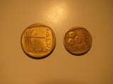 Foreign Coins:  2 Israeli coins