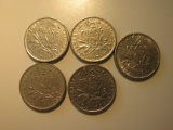 Foreign Coins:  1965- 1969 France 1/2 Francs