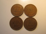 Foreign Coins:  4x Japan 10 yens