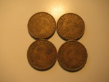 Foreign Coins: 1950, 1951, 1961 & 1963 Hong Kong 10 cents