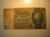 Foreign Currency: 1933 Nazi Germnay 50 Mark