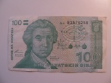 Foreign Currency: 1991 Croatia 100 Dinara