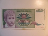 Foreign Currency: 1992 Yugoslavia 50000 Dinara