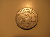 Foreign Coins: WWII 1943 France 2 Francs