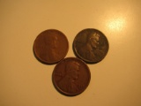 US Coins: 3x1917 Wheat pennies