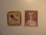 2 Colombia Vintage Unused Stamp(s)