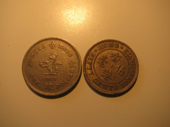 Foreign Coins: 1978 Hong Kong $1& 1951 50 Cents