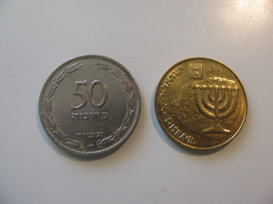 Foreign Coins:  2 Israeli coins