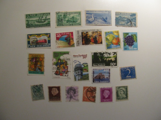 Vintage stamps set of: Netherlands & New Zealand