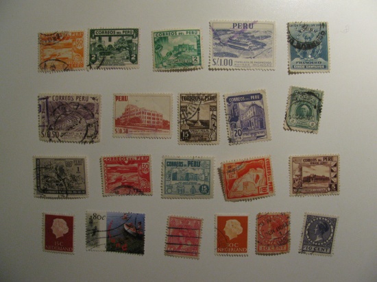 Vintage stamps set of: Netherlands & Peru