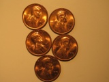 US Coins: 5x BU/Very clean 1973-D Wheat pennies