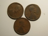 US Coins: 3x1917 Wheat pennies