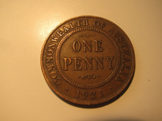 Foreign Coins:  1921 Australia 1 Penny