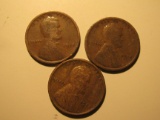 US Coins: 3x1918 Wheat pennies