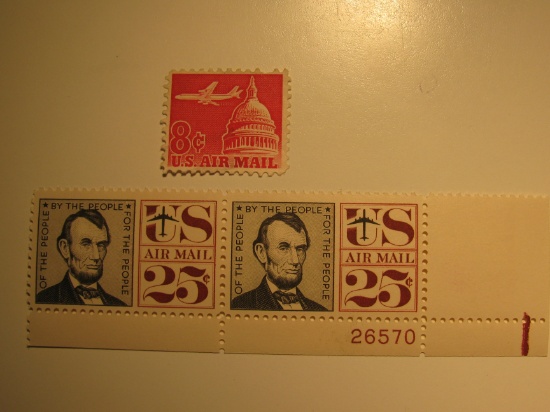 3 Vintage Unused Mint U.S. Stamps