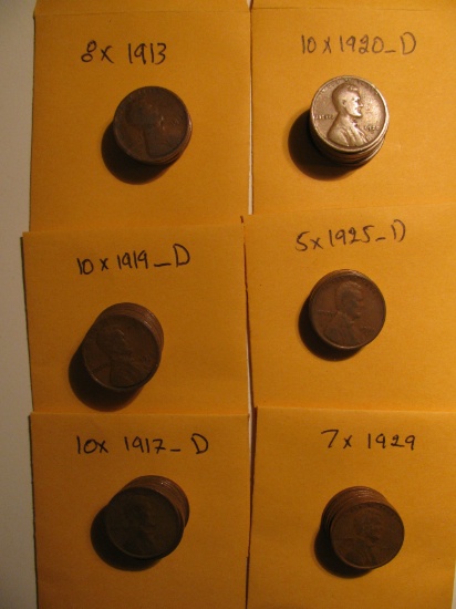 50 Better Dates Wheat pennies from1910s & 1920s