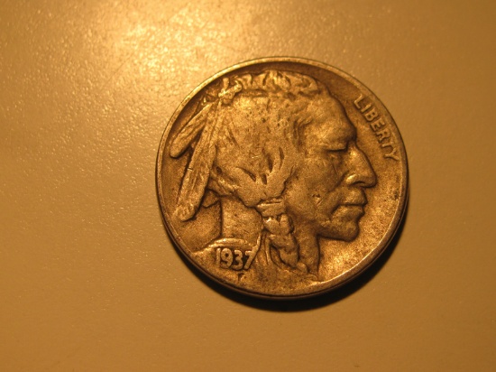 US Coins: 1937-D Buffalo 5 cents