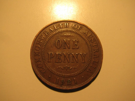 Foreign Coins:  1921 Australia 1 Penny