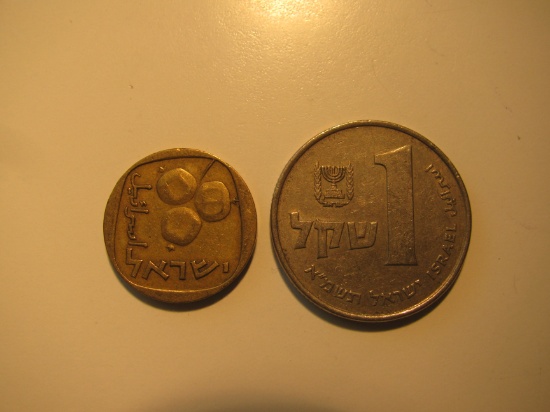 Foreign Coins:  2 Israeli coins