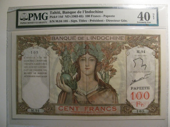 Graded Currency; 1963- 1965 Tahiti Bank of Indochina