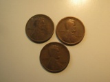 US Coins: 3x1917 Wheat pennies