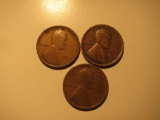 US Coins: 3x1918 Wheat pennies