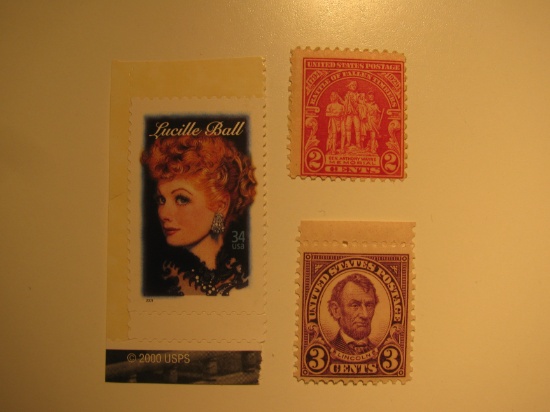 3 Vintage Unused Mint U.S. Stamps