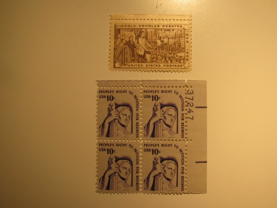 5 Vintage Unused Mint U.S. Stamps