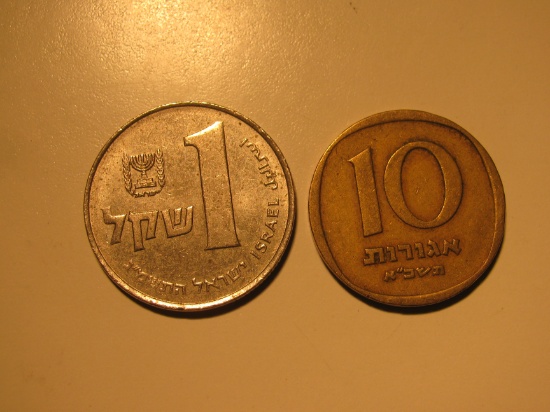 Foreign Coins:  2 Israeli coins