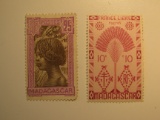 2 Madagascar Vintage Unused Stamp(s)