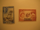 2 Nyasaland Vintage Unused Stamp(s)