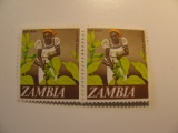 2 Zambia Vintage Unused Stamp(s)