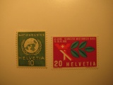 2 Switzerland Vintage Unused Stamp(s)