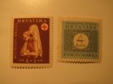 2 Croatia Vintage Unused Stamp(s)