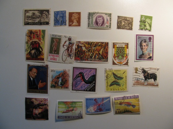 Vintage stamps set of: Great Britain & Guinee