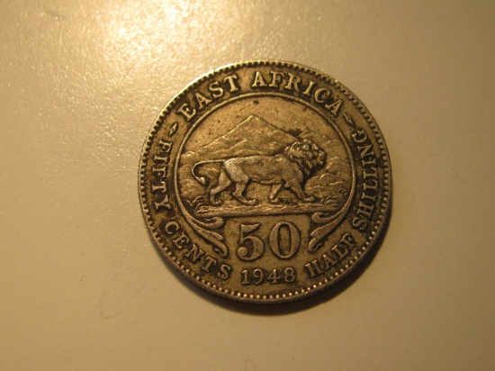 Foreign Coins:  1948 East Africa 1/2 Shilling