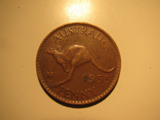 Foreign Coins:  1955 Australia 1 penny