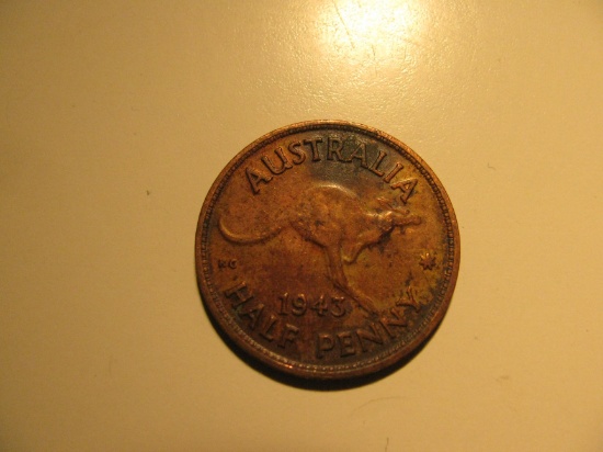 Foreign Coins:  WWII 1943 Australia 1/2 Penny