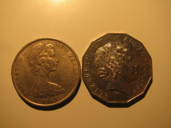 Foreign Coins:  1967 & 1999 Australia 50 cents big coins