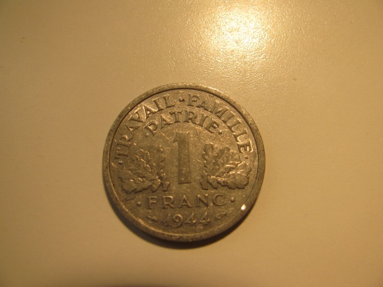 Foreign Coins:  WWII 1944 France 1 Franc