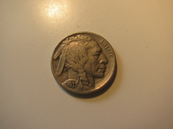 US Coins: 1937 Buffalo 5 cents