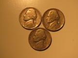 US Coins: 3x1938 5 cents