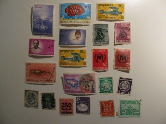 Vintage stamps set of: Germany & Indonesia