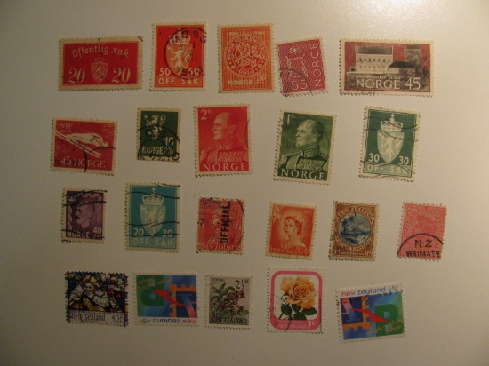 Vintage stamps set of: Norway & New Zealand